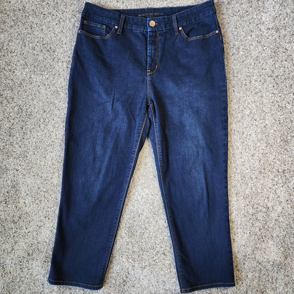 Chicos So Lifting Crop Jeans Womens 1.5 Dark Wash Stretch Denim Excellent